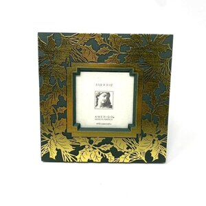 Amerigo Holly Branches Hunter Green/Gold Lasercraft 3.5" x 3.5" Picture Opening